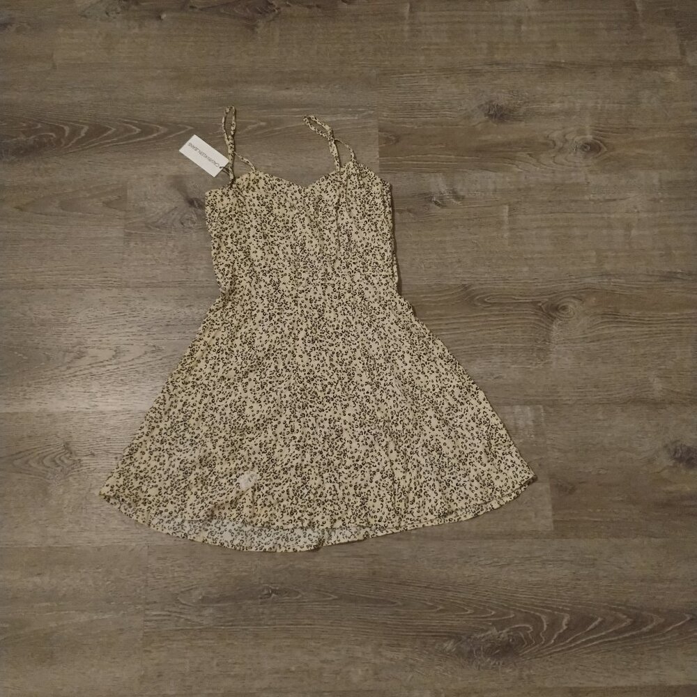 Calvin Klein Jeans Micro Leopard Mini Slip Dress - Yellow Accent - Size Small (S
